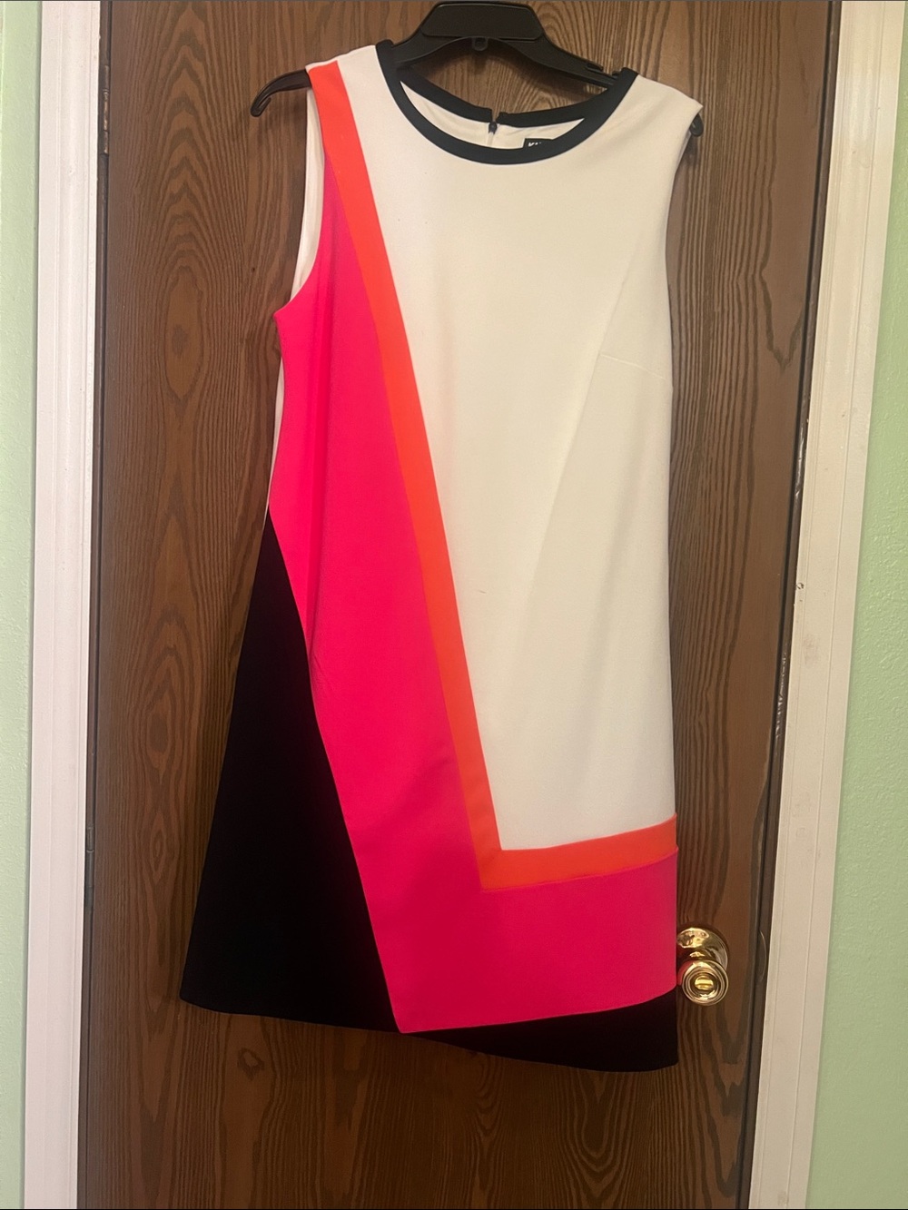 Karl Lagerfeld White, Hot Pink & Coral Colorblock Shift Dress